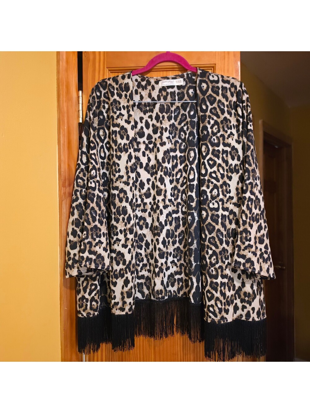 Faded Glory leopard print fringe cardigan